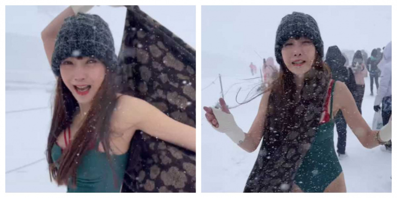 胡文英穿比基尼拍照嚴重失溫「感覺瀕臨死亡」。（圖／翻攝自胡文英 臉書）