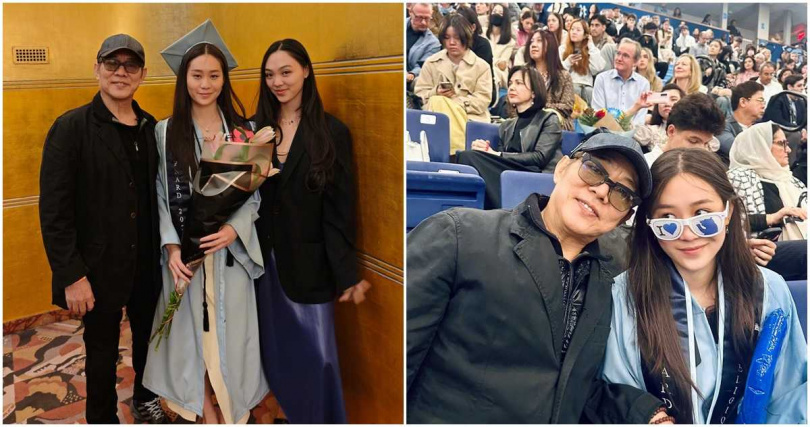 李連杰女兒Jane(右)、Jada(右2)。(圖/翻攝李連杰微博,下同)