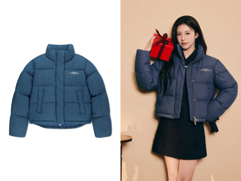 MARITHÉ+FRANÇOIS GIRBAUD 高允貞同款 經典LOGO牛仔羽絨外套／7490元（圖／品牌提供）
