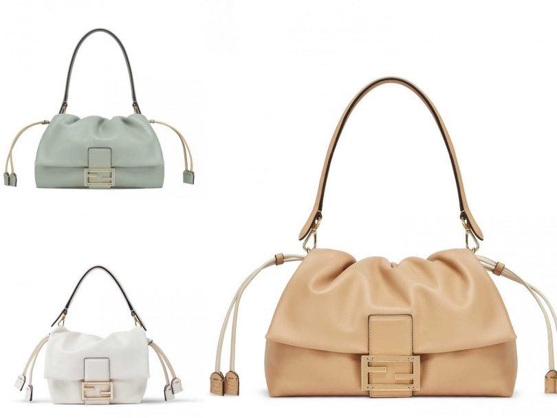 （左上）小羊皮Mamma Baguette(中)／114,500元，（左下）小羊皮Mamma Baguette(小)／86,000元，（右）小羊皮 Mamma Baguette(大)／126,000元（圖／品牌提供）