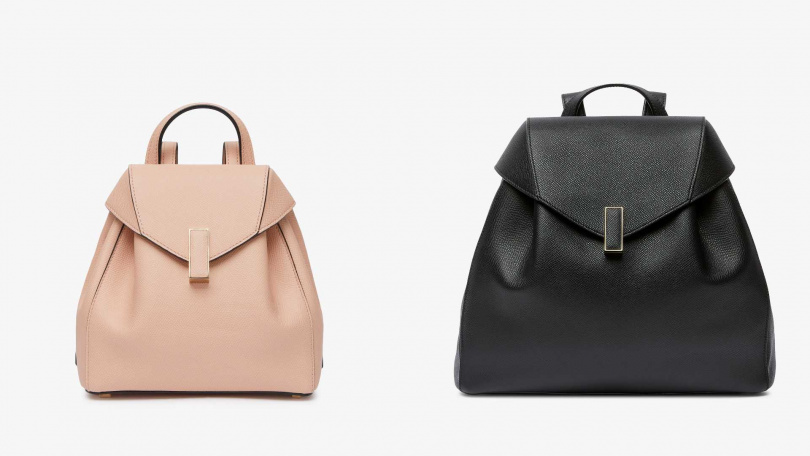 VALEXTRA Iside Mini好氣色粉後背包／價格店洽，Iside Medium 黑色後背包／價格店（圖／品牌提供）