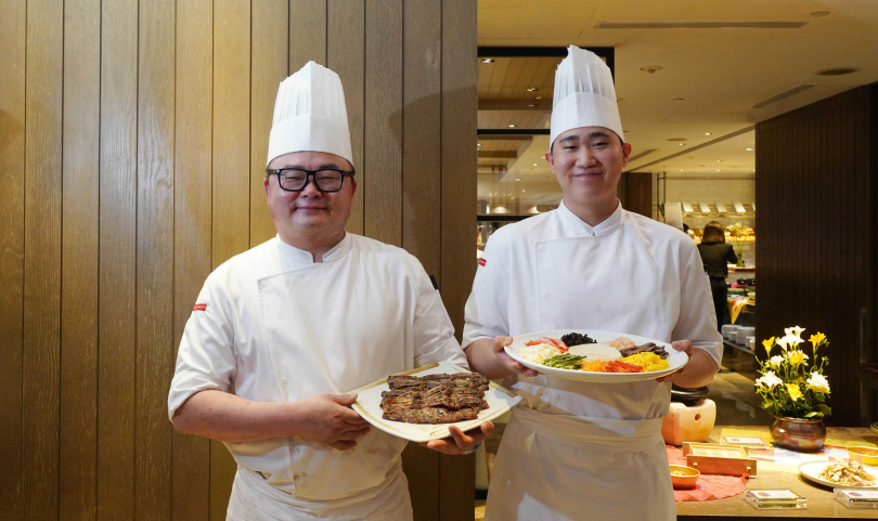 首度造訪台灣的韓國仁川君悅酒店Restaurant 8餐廳主廚Choi, Seunghee（左）、副手Go, Gwangwoo。（圖／魏妤靜攝）