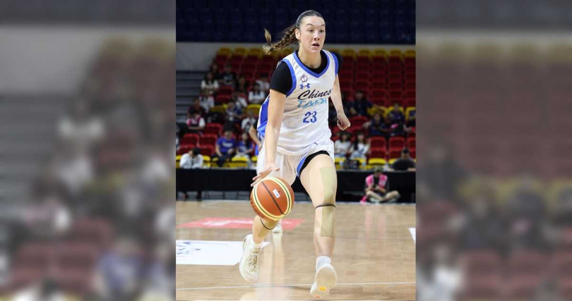 台美混血女籃好手洪蓓文迎來加入中華世大運培訓隊後首場正式出賽,全場獲得2分、4籃板、2抄截。(圖/中時記者杜宜諳攝)