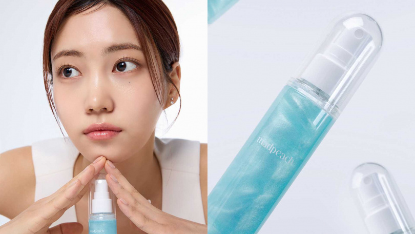 不僅適用於妝後定妝，亦可於底妝妝前噴霧使用，為肌膚給予水潤的打底效果，使後續的妝容更加服貼自然，形成一層平整的保護膜！Madpeach澄淨流光噴霧80ml／399元（圖／品牌提供）