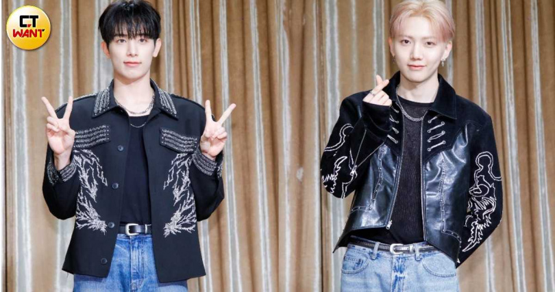 隊長Kunho（左）與Hyunbin都很喜歡地瓜球。（圖／趙文彬攝）