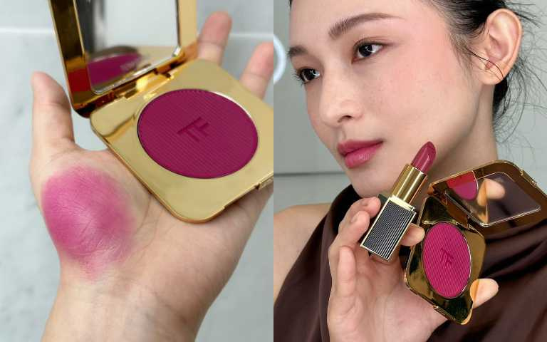 TOM FORD 經典黑蘭花限定版頰彩霜#01覆盆子莓紅色／2,450元（圖／廖怡婷 攝）