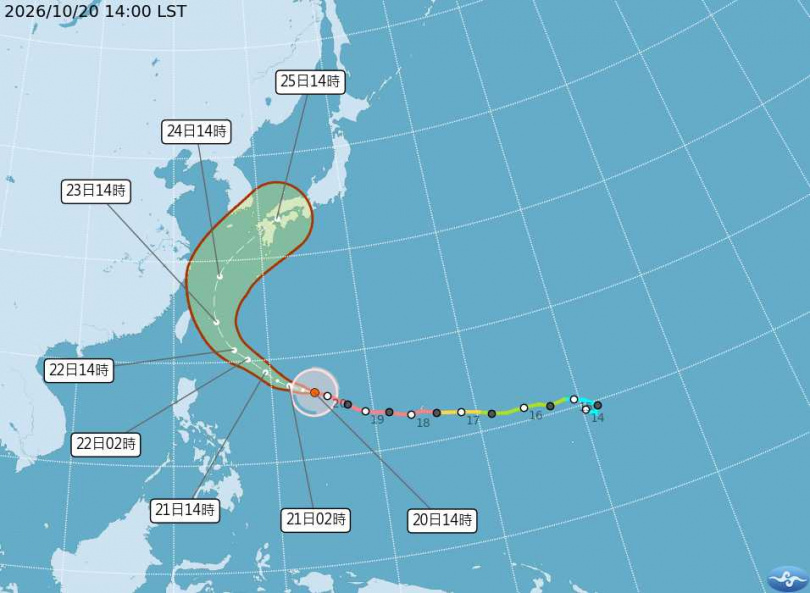 薔琵最新預測路徑。（圖／氣象署提供）