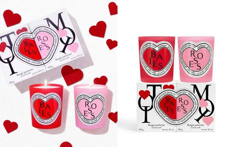 Diptyque 2025情人節限量香氛蠟燭二重奏禮盒 - 漿果香&玫瑰 190gx2/4,570元(2/14限定發售)(圖/品牌提供)