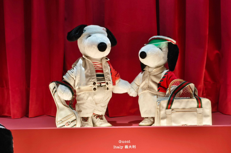 今年3月風靡巴黎的「史努比與貝兒時尚大道」結束花都之旅後直接來到台灣展出,參與品牌包括Gucci等精品。(圖/魏妤靜攝)