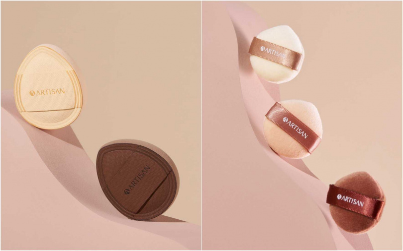 ARTISAN厚片舒芙蕾手指粉撲(2入)by 1028/149元、ARTISAN定妝植絨手指蜜粉撲(3入)by 1028/109元(圖/品牌提供)