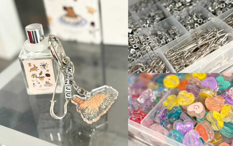 台北南西店限定的手作客製化串珠活動,讓你幫自己的香水裝點出獨一無二的專屬掛飾。(圖/吳雅鈴攝)