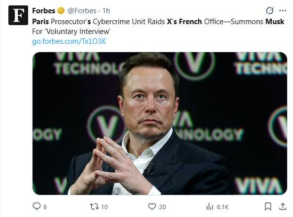 Grok圖片生成功能爆出可產製兒童與女性不雅圖,引發多國封鎖並被列為調查核心項目。(圖/翻攝自,@Forbes)