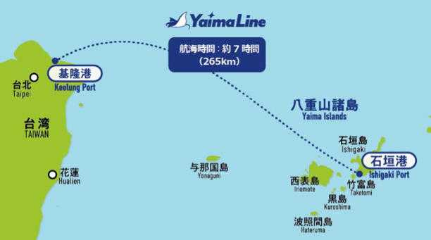 往返石垣島、基隆的郵輪，單趟航行時間約7小時。（圖／翻攝自Yaima Line）