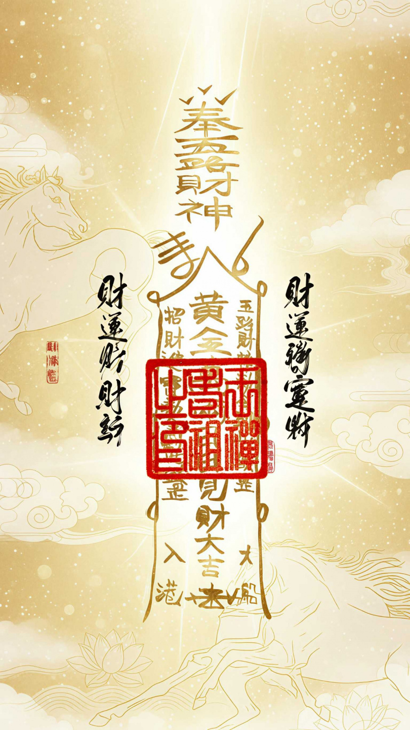 20206丙午年五路財神符桌布。（圖／楊登嵙提供）