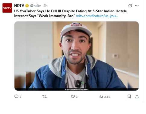 泰勒奧利維拉在社群平台X分享自己在印度旅途中染病的經驗，並公開醫療報告引發爭議。（圖／翻攝自X）