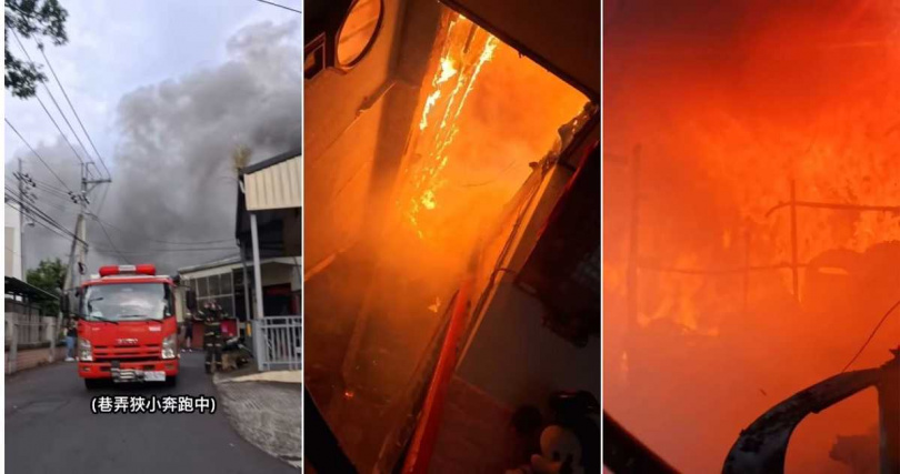 南投縣埔里鎮一戶民宅發生大火，當時救火的消防隊在網上分火場的第一視角，引發網友熱議。（圖／翻攝自Instagram／kb_firefighter）