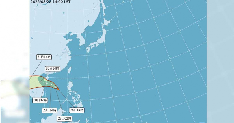 熱帶性低氣壓TD17號今天下午2時形成後往越南方向移動，對台灣天氣沒有直接影響。（圖／翻攝自氣象署）