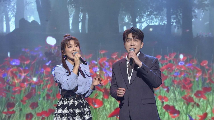 許志豪和翁鈺鈞合唱〈三生石〉。（圖／中視提供）