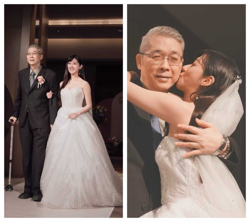 林逸欣去年8月趕在父親還在世時補辦婚禮，林爸爸拄著拐杖陪女兒走上紅毯，成為珍貴回憶。