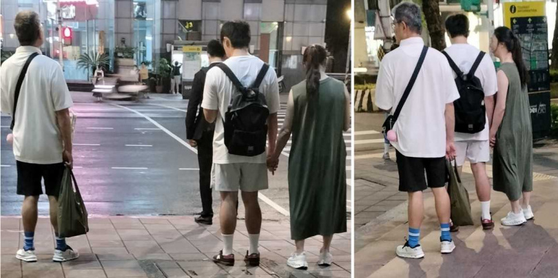 柯煒林與媽媽一直緊緊牽著手,一旁的爸爸默默跟著兩人。(圖/讀者提供)