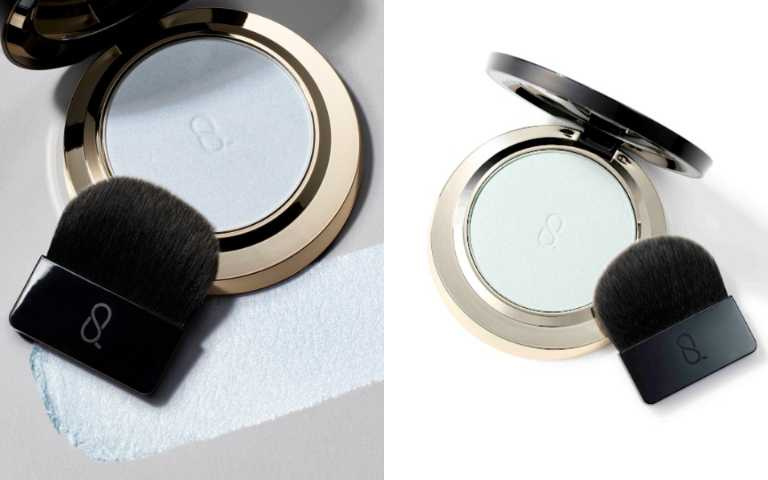 SUQQU 晶采光透定妝蜜粉餅(蕊)／2,100元、定妝蜜粉餅盒<附收納袋・蜜粉刷>／1,100元（圖／品牌提供）