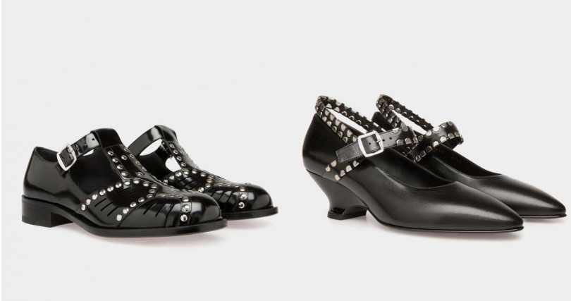 Glendy 鉚釘涼鞋／39,200元；鉚釘瑪莉珍鞋／37,600元（圖／品牌提供）