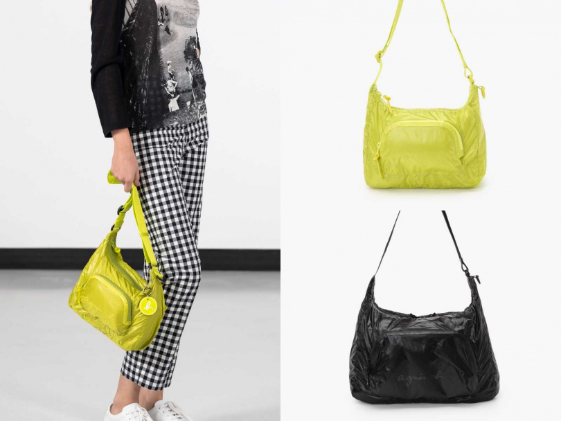 agnès b.輕量尼龍斜背包(小)／7,280元，輕量尼龍斜背包(大)／8,580元（圖／品牌提供）