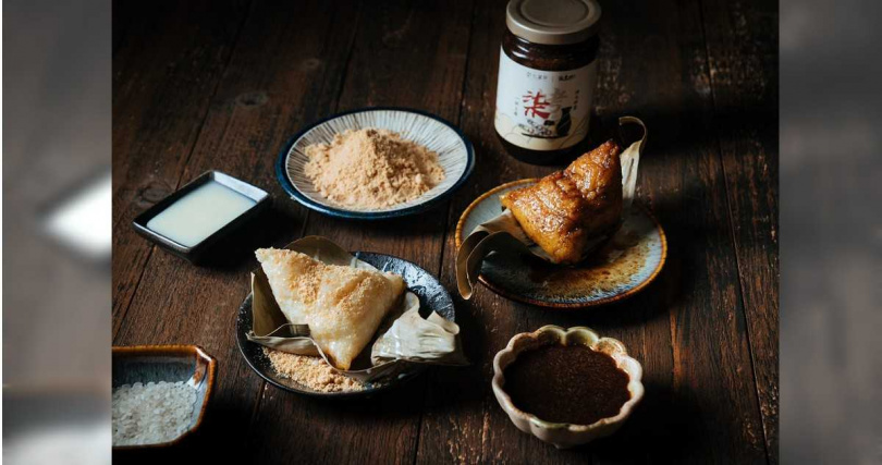 柒息地串燒居酒屋另闢蹊徑，首推一甜一鹹「鍋巴粽」。（圖／柒息地提供）