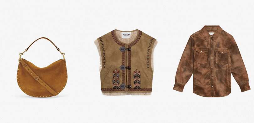 (圖/ISABEL MARANT肩背包、ISABEL MARANT絨毛背心、ISABEL MARANT襯衫)