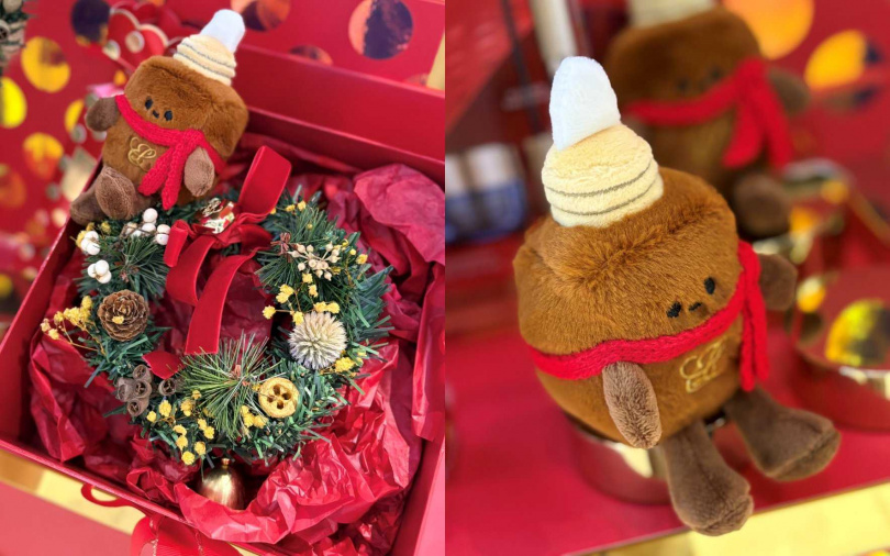 同場加映！這次雅詩蘭黛除了舉辦花車活動來慶祝送禮佳節，12月起更將於全台指定櫃點舉辦「歡慶VIP手作花圈體驗活動」，購買指定商品還能加碼獲得超級可愛的「小棕娃」讓妳帶回家收藏喔。（圖／吳雅鈴攝）
