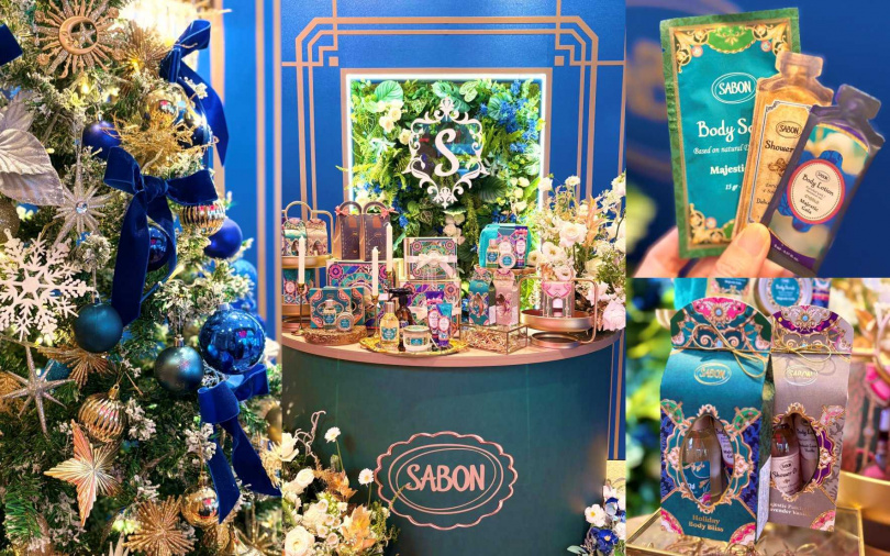 在夢幻的「流光夜宴迎賓花牆」拍照打卡後，別忘了來領取「夜宴香氛禮」。（圖／吳雅鈴攝）