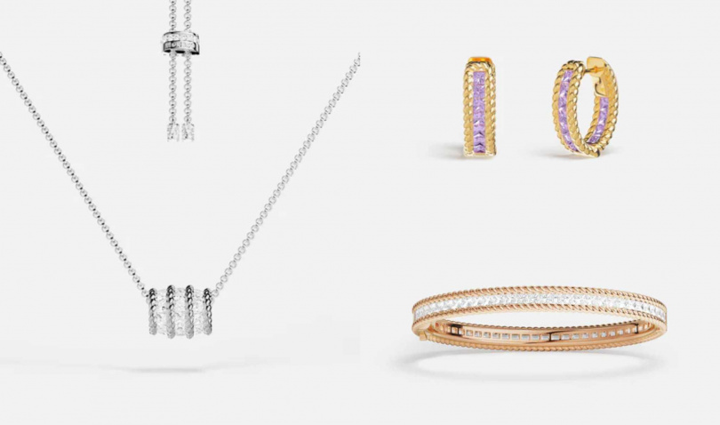 Torsade可調節項鍊／5,400元，Lavance Torsade密鑲圈形耳環／4,500元，Torsade密鑲手鐲／7,600元（圖／品牌提供）