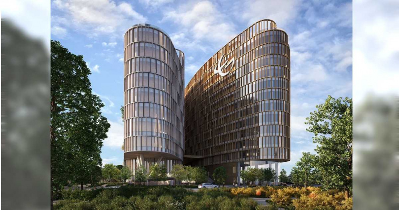 全球人壽位於北市敦化商圈新總部，主視覺意象為蝴蝶。（圖／全球人壽提供）&nbsp;