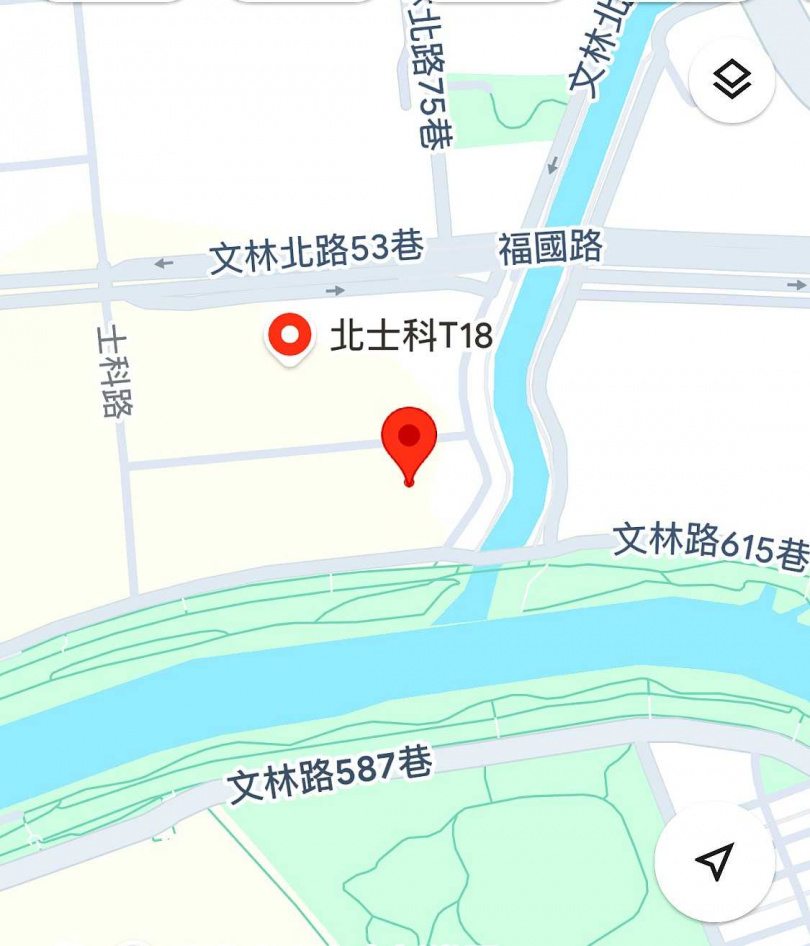 北士科輝達總部T17、T18基地有外雙溪及磺溪交會，磺溪至北士科段形成S形彎道，地理風水是「玉帶環腰」「臨水聚財」。(圖／翻攝自Google地圖)