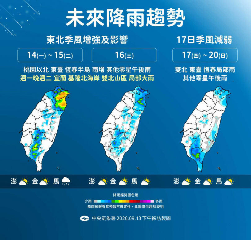 未來降雨趨勢。(圖/氣象署提供)