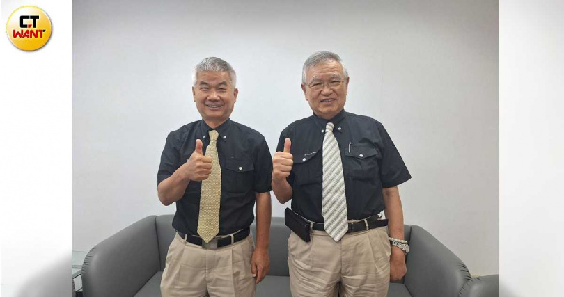 圖為左起潤弘董事長李志宏、總經理莫惟瀚。（圖／林榮芳攝）