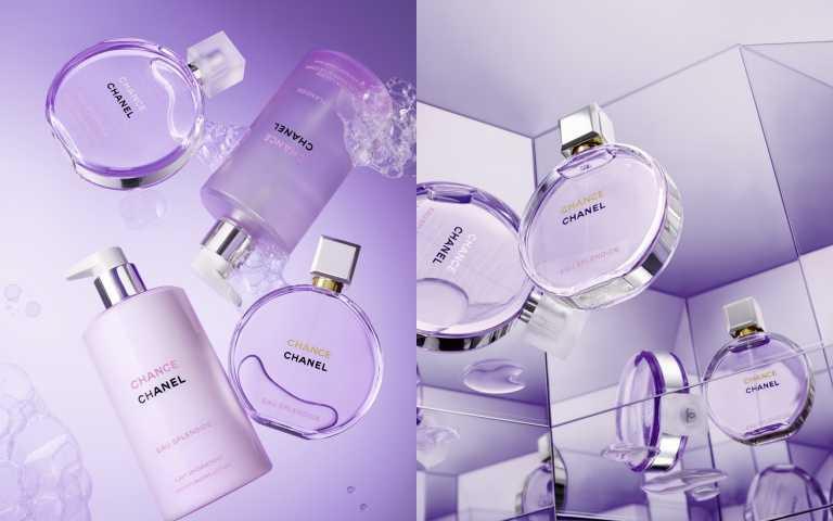 香奈兒CHANCE紫色霓幻系列,包括香水、沐浴露、身體乳、身體香氛精油。(圖/品牌提供)
