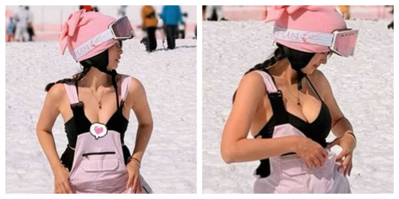 阿喜以Bra Top入鏡,造型與雪地場景形成對比,成為討論焦點。(圖/翻攝自Threads,joyshishi777)