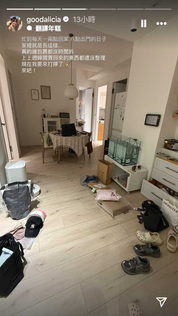 愛莉莎莎坦言忙到沒空整理家裡。（圖／愛莉莎莎IG）