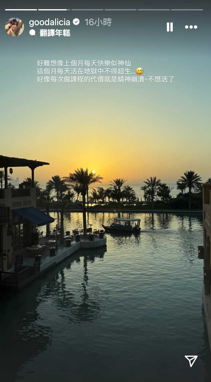 愛莉莎莎累到脫口「不想活了」。（圖／愛莉莎莎IG）