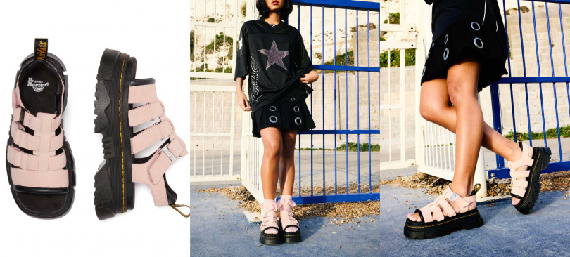 Dr. Martens Mattison 3S Powder Pink涼拖鞋/6,480元(圖/品牌提供)