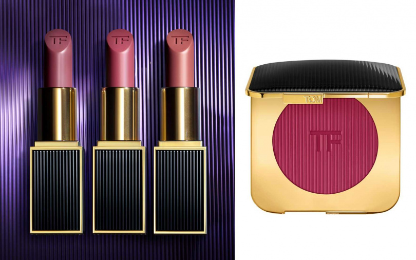 TOM FORD經典黑蘭花限定版設計師唇膏#01、#151、#19／2,200元、TOM FORD經典黑蘭花限定版頰彩霜#01／2,450元（圖／品牌提供）