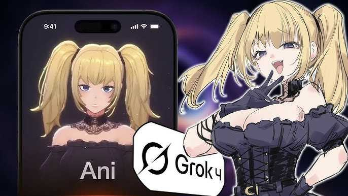 馬斯克旗下的聊天機器人Grok推出「AI伴侶」Ani。（圖／翻攝自ANI GROK 4 - ИИ ВАЙФУ ОТ ИЛОНА МАСКА YT）