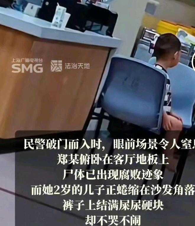 警方接報破門進屋，發現母親倒臥客廳，孩子蜷縮一角。（圖／翻攝自九方魚倫）