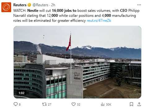 新任執行長菲利普納夫拉提爾上任僅數週，即宣布全球裁員計畫，加速推動企業轉型。（圖／翻攝自X，@Reuters）