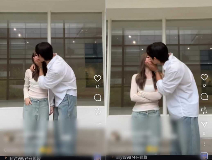 本月初歐巴上傳的短影片中，更有著小倆口甜蜜親吻的畫面，看得出現愛火正炙。（圖／翻攝自IG）