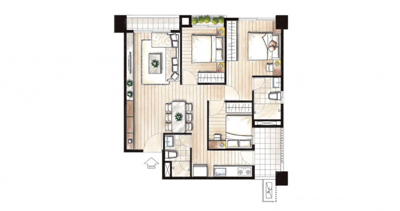 「宗佳致境」主力大三房產品，格局方正、空間感開闊，讓首購家庭一次就能買到足以承載未來十年幸福生活的理想家園。（圖片提供／宗佳致境）