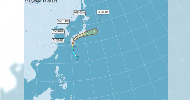 輕度颱風「琵琶」路徑潛勢預報圖。（圖／翻攝自氣象署）