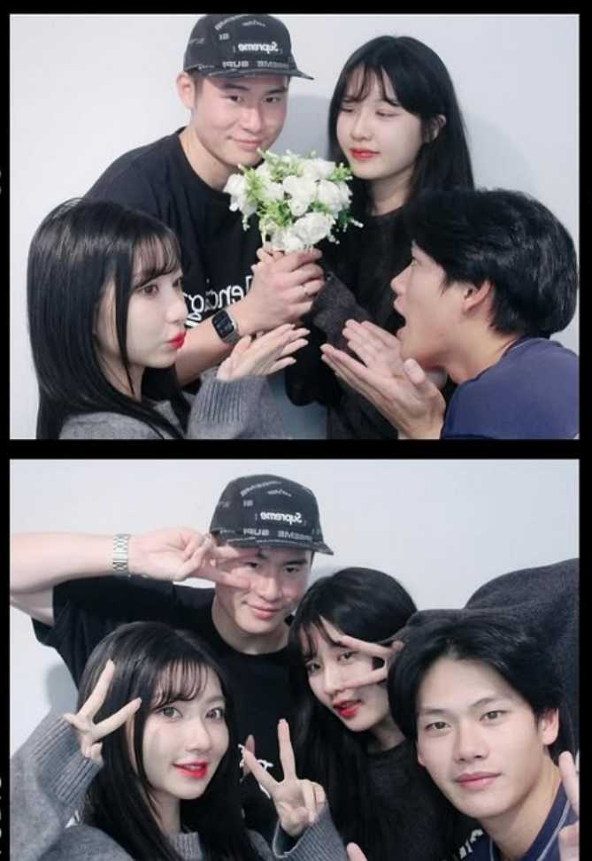 一粒和台鋼雄鷹選手黃劼希都在場見證Joy和宋嘉翔的幸福時刻。（圖／翻攝自Instagram／9y9j）