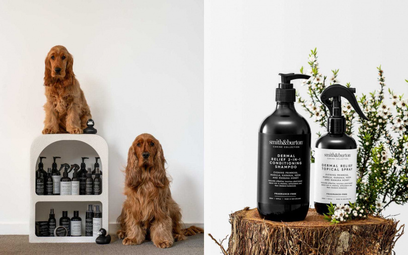 smith&burton低敏舒膚2合1洗毛精(犬貓適用)500ml／1,200元、低敏舒膚修護噴霧(犬貓適用)250ml／900元（圖／品牌提供）